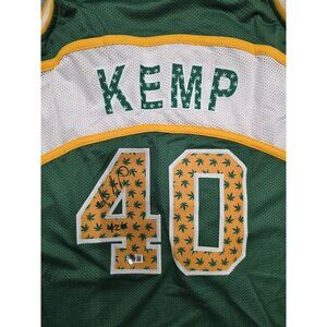 Shawn Kemp Autographed Seattle Supersonics Pot Leaf Jersey XL - Beckett Auth